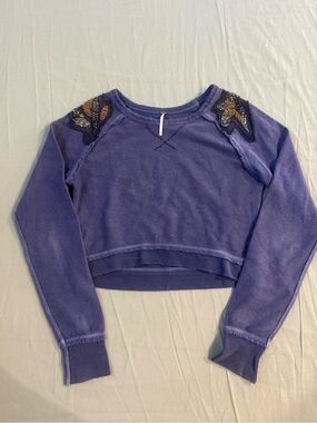 Women's Free People Cropped Thermal Beaded Sweatshirt XS